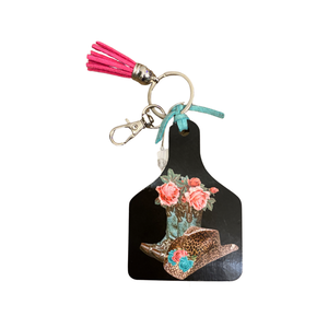 Cow Tag Key Chain- Boots