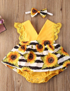 Sunflower bodysuit w/bow