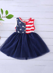 American flag w/blue mesh bottom dress