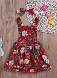 Flora overall dress w/bow