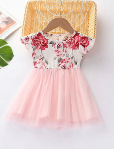 Pink flora mesh dress