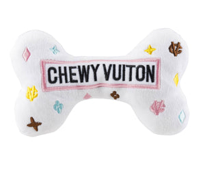 White Chewy Vuitton Bone Chew Toy (Large)