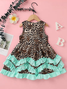 Leopard w/turquoise lining dress
