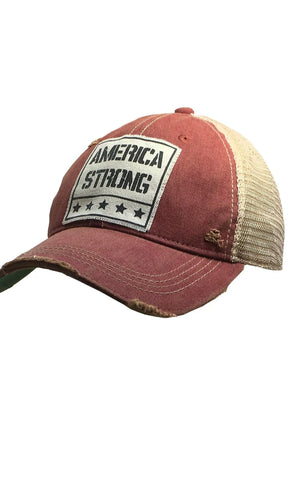 America Strong Distressed Baseball Hat
