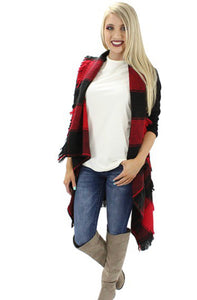 Plaid Fringe Layer Vest