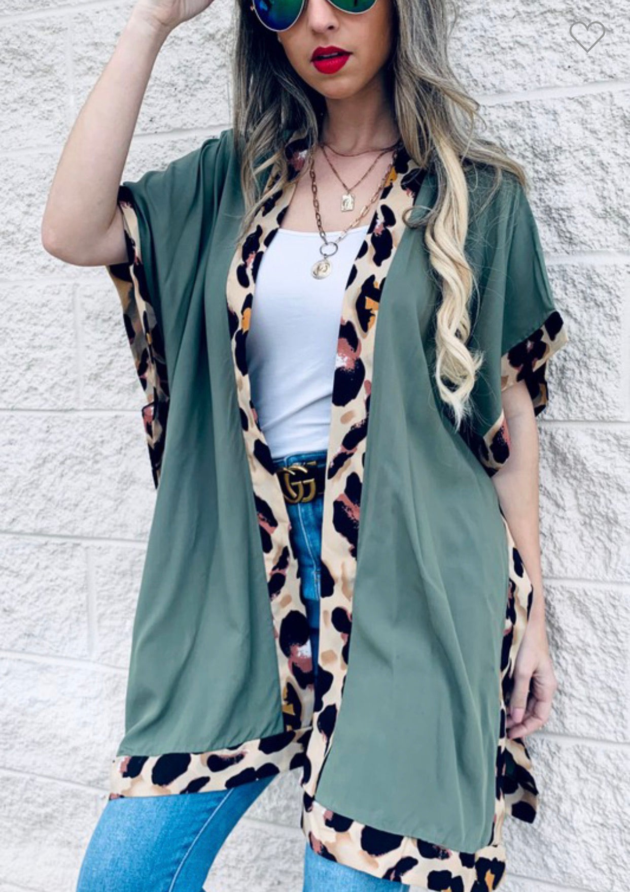 Leopard trim kimono