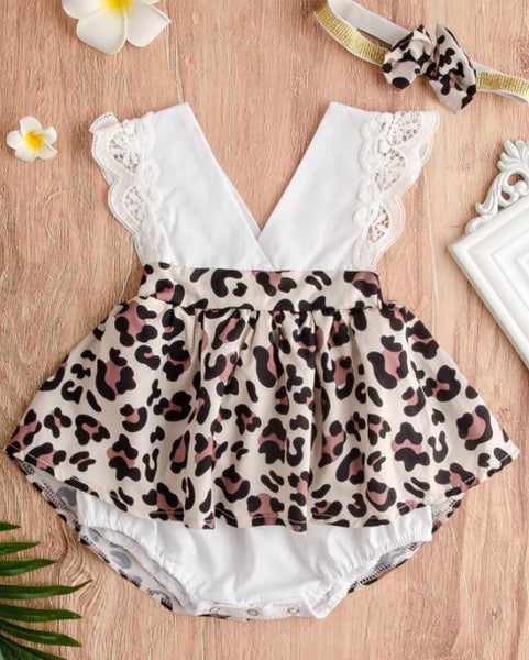 Leopard bodysuit w/bow