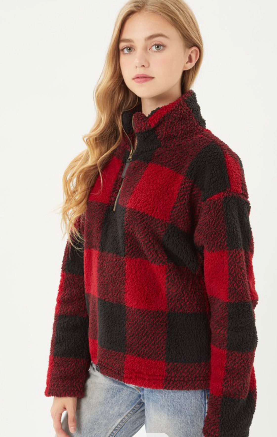 Buffalo Plaid Sherpa Pullover