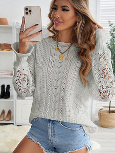 Grey Crochet Sweatshirt