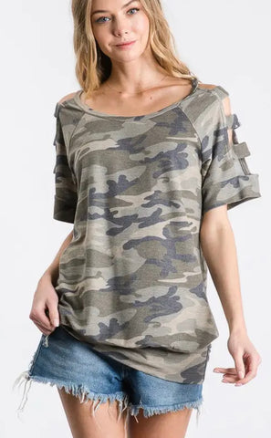 Camo print ladder cut out top