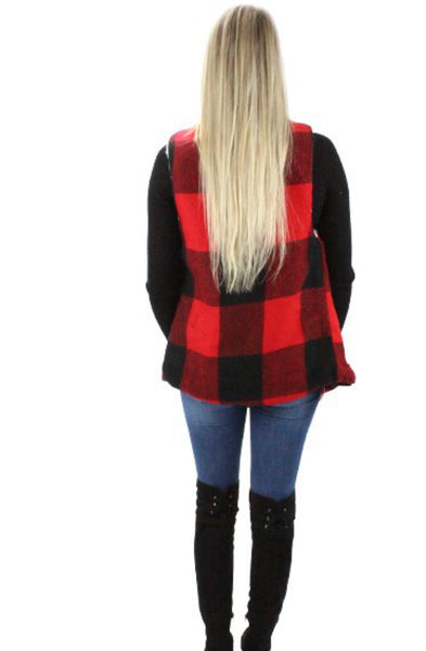 Buffalo & Black/White Plaid Sherpa Vest