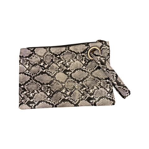 Grey Snakeskin Clutch Purse