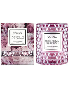 Voluspa Rose Petal Ice Cream 8.5 oz. Cocowax Icon Cloche Cover Candle